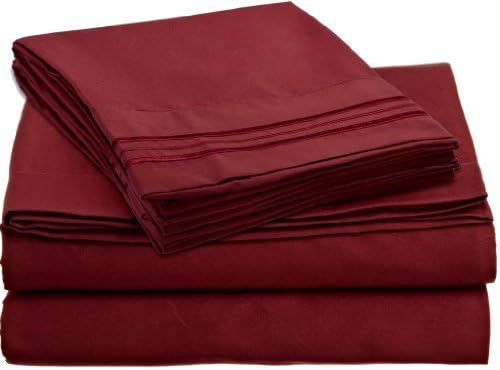 LaxLinen 1000TC Super Soft Quality 100% Egyptian Cotton 6PC Bed Sheet Set 10" Inch Extra Deep Pocket Emperor/Wyoming King, Burgundy Solid