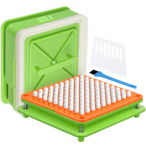 E-feilai Capsule Filling Machine, Manual Capsule Filler Tool,100 Holes Pill Mold, 0 Capsules Maker, Tablet Holder Tray for Gelatin Veggie Vitamins, Herbs (Green, 0)