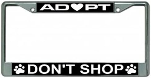 Adopt Don't Shop Photo License Plate Frame Free Screw Caps with This Frame