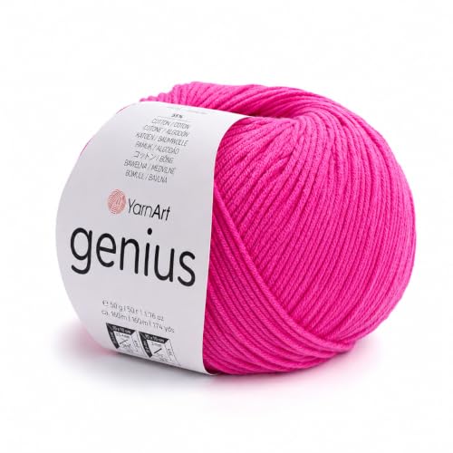 YarnArt Genius Soft Cotton Blend Yarn, 1 Pack (1.76 oz / 174 Yds)