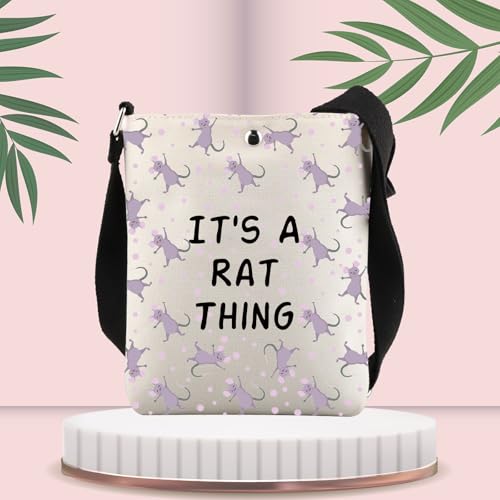 FUSTMW Rat Crossbody Bag Rat Gifts for Rat Lover Pet Rat Owner Gift Mouse Small Cross Body Bucket Bag with Shoulder Strap3