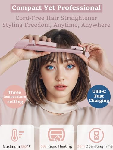 Plancha de Pelo Mini Inalámbrica 2 en 1 Rosa miniatura 2