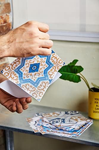 Poromoro Spanish Portuguese Azulejo Style Backsplash Peel and Stick Tile Stickers Set of 20 pcs(3.9_ZE) - 4
