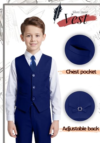 Image of YuanLu Boys Suit Dress Clothes Ring Bearer Outfit Homecoming Dresses Boy Vest and Pants Set for Kids Wedding Tuxedo Suits