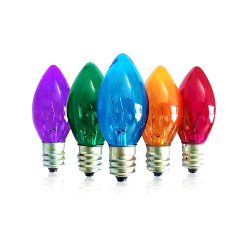 CHYParty 25PK C7 Multicolor Replacement Bulbs 5W Incandescent E12 Base