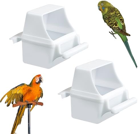 Kisangel 2pcs Portable Bird Bowl And Parrot Feeder Troughs Spill