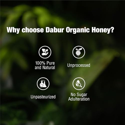 Image of Dabur Raw Organic Honey Squeezy Pack - 450g (225g x 2) | Buy 1 Get 1 Free | 100% Pure and Natural | NPOP Organic Certified | Raw, Unprocessed & Unpasteurized Honey | Sourced from Wild Forests
