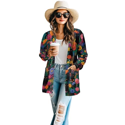 Image of Women's Open Front Cardigan Long Sleeve Loose Sweater Lightweight Soft Cardigan Jackets