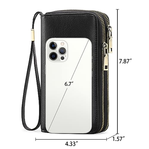 Image of GAEKEAO RFID Leather Wristlet Wallet for Women with Grip Strap