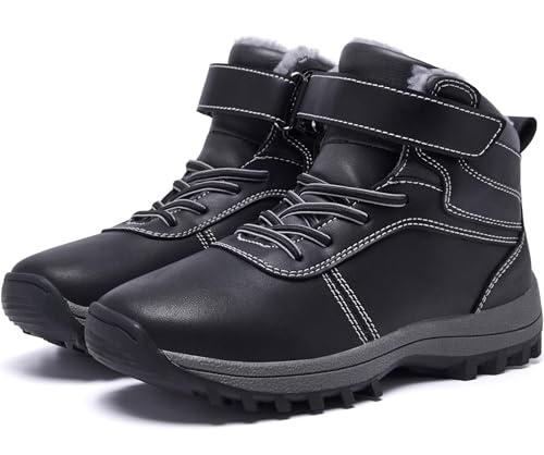 Anefun Boys Snow Boots Slip On Winter Warm Insulated Hiking Boot Lightweight Water-Resistant Non Slip Shoes cover