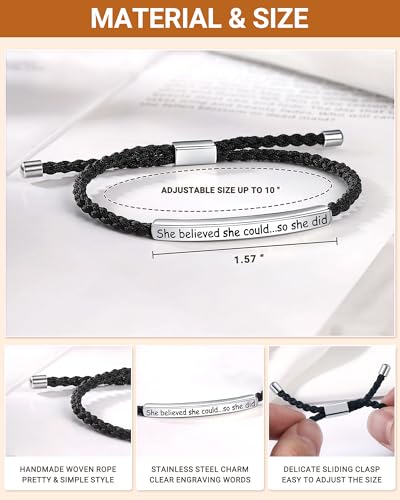 Image of Graduation Gifts for Her, 5th 8th Grade High School College Graduation Gifts Class of 2025 Graduate Bracelet She Believed She Could So She Did