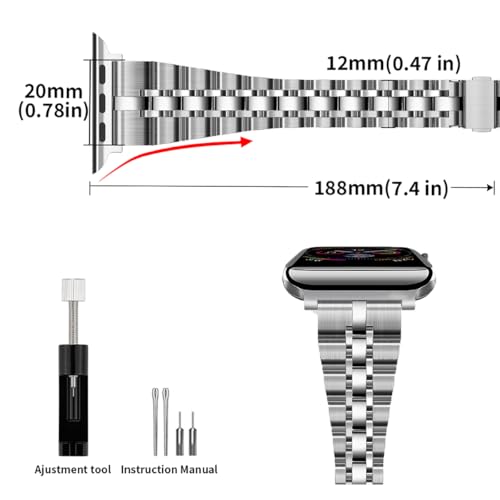 Image of Slim Metal Bands Compatible with Apple Watch 40mm 38mm 41mm 42mm 44mm 45mm, Metal Stainless Steel Chain Strap for Women iWatch Series 9 8 7 6 5 4 3 2 1 SE