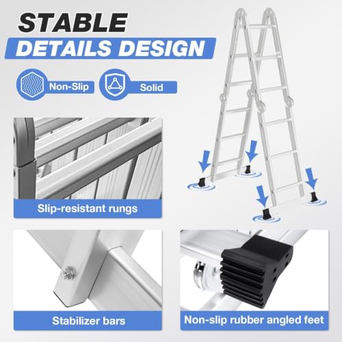Image of Aluminium Multipurpose Combination Ladder Heavy Duty Advance Ladder (12.15 ft)