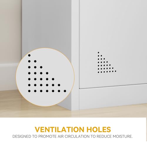 DWVO Aktenschrank mit 4 Verstellbaren Regalen, Metallschrank Abschließbar, Büroschrank, Stahl-Aufbewahrungsschrank, Metallschrank, Garage, Büro, Abstellraum, Weiß, 180x90x45 cm