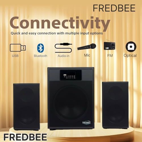 Image of Thunderstorm 120 2.1 Channel Speaker System, Black, with Subwoofer and Satellite Speakers 8 inch woofer mic Optical