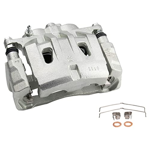 Image of TRQ Front Brake Caliper Set Zinc Coated Brackets Hardware Compatible with 2010-2015 Lexus RX350 2015 RX450h 2010-2019 Toyota Highlander 2011-2020 Sienna