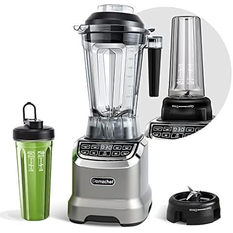 AMZCHEF Batidora de Vaso 2 en 1 2000W Profesional con Panel Inteligente Cover