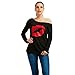 MAGICMK Woman’s Sweatershirt Lips Print Causal Blouse Off The Shoulder Long Sleeve Loose Slouchy Pullover Plus Size Tops…