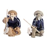 DOITOOL 2個製渔翁フィギュア 水槽装飾 盆栽アドメント 家 用 趣味の水族館