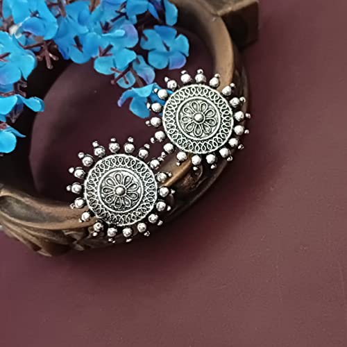 Efulgenz Indian Earrings for Women Boho Oxidized Earring Round Big Stud Oxidized Earrings Jewelry for Women2