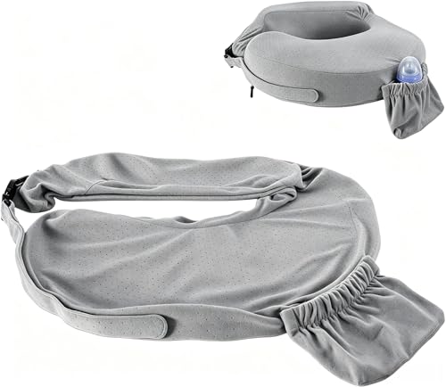 Image of Nursing Pillow Cover Compatible with My Breast Friend, Replacement Cover Fit for My Breast Friend, Stretchy and Soft Slip Nursing Pillow Cover Sleeve with Handy Side Pocket, Gray,1 Pack(No Pillow)