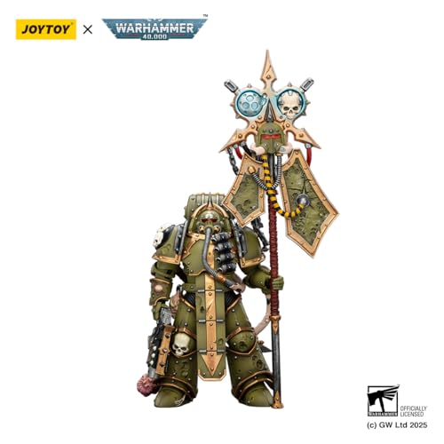 Image of JOYTOY Death Guard Warhammer 40k 1 /18 Action Figure Death Guard Plague Marine Icon Bearer with Boltgun and Plague Knife Collectible Gifts,Toys for Kids 15+ and Adults 4.8-inch