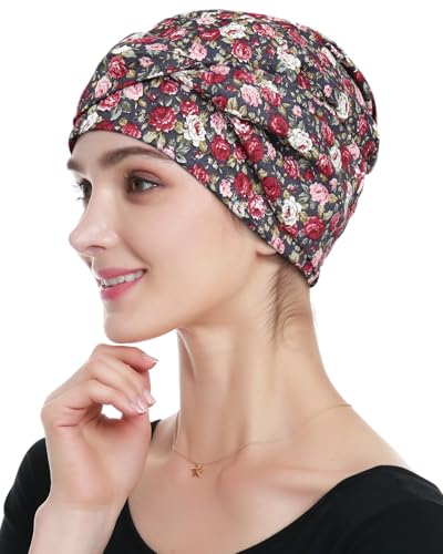Alnorm Soft Chemo Hats Cancer Beanies for Ladies Fashionable Pink Red
