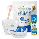 VitalSleep Anti-Snoring Mouthpiece + Cleaner, Men's Size – Adjustable, Custom-Fit Snoring Remedy – Comfortable Sleep Aid Mouthguard for Restful Nights – USA-Made, FDA-Cleared