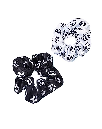 BBTDIN Soccer Ball Print Hair Tie, Football Hair Scrunchies for Cheer Girls, 2 pcs/set Package...