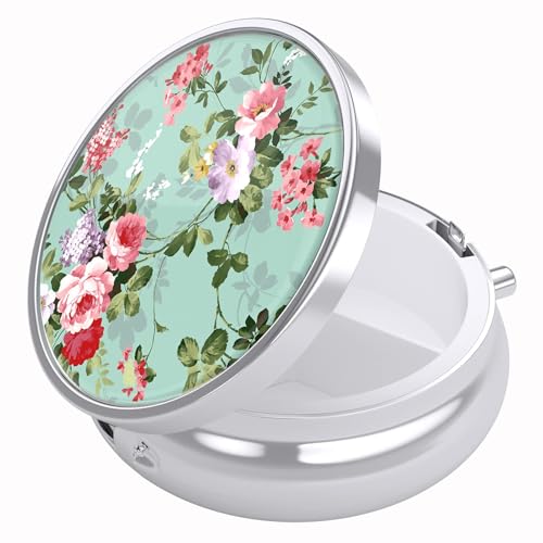 Image of Nipichsha Pill Box, Small Pill Case for Purse & Pocket, Cute Travel Medicine Organizer, Portable Medicine Container Holder to Hold Vitamins, Medication, Fish Oil & Supplement, Graceful Peony | Cute Travel Medicine Organizer, Portable Medicine Container Holder to Hold Vitamins, Medication, Fish Oil & Supplement