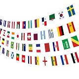 2 Packs World Cup Flags Bunting 2026, 48 Teams Double Sided Fabric Banner for Football Party Decorations, 21m International Country Pennant for Indoor Outdoor Bar Garden Street Decor (20 x 28 cm)