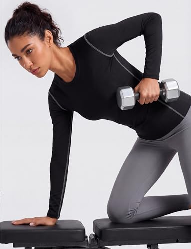 Image of WANAYOU Women's Compression Shirt Dry Fit Long Sleeve Running Athletic T-Shirt Workout Tops