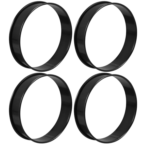 AUTSUPPL Anillos para Muffins de Acero Inoxidable Negro Superficie Antiadherente y Distribución Uniforme de Calor, Molde para Hornear de 4 Piezas Adecuado para Repostería