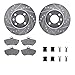 Dynamic Friction Company Front Brake Rotors-Drilled and Slotted-Silver with 5000 Advanced Brake Pads includes Hardware 7512-74009