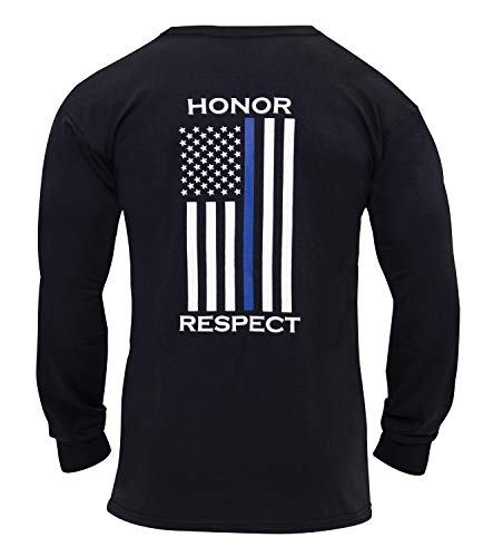 Rothco Thin Blue Line Honor and Respect Long Sleeve T-Shirt (Black, X-Large)