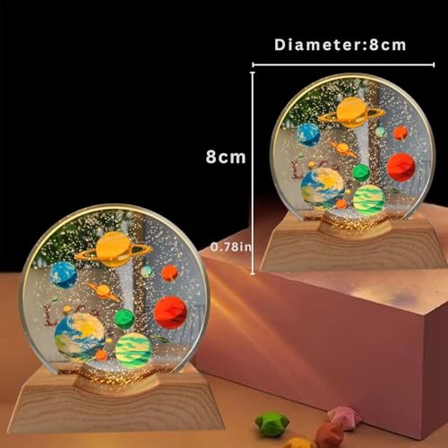 Image of 3D Acrylic LED Night Light - Warm White & Colorful Planet Design with Durable Plastic Base, Decorative Table Lamp for Bedroom, Living Room, Kids Room, Study & Home Decor Gifting