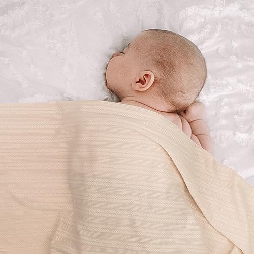 Image of AQOKKA Newborn Receiving Blanket with Bow Hat Headband Wooden Card Set Wheat-Pattern Newborns Toddler Baby Boy Girl Nursery Swaddle Wrap