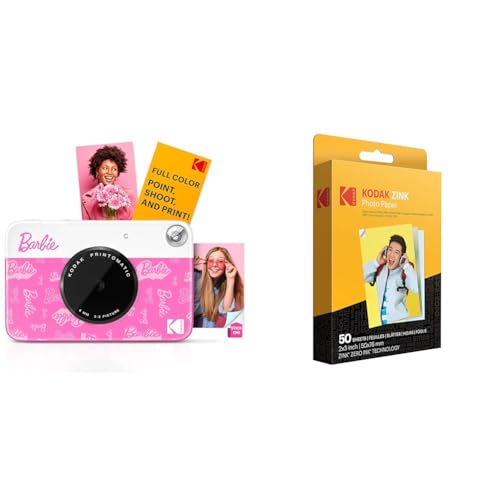 Image of Barbie x Kodak Printomatic Full-Color Instant Print Digital Camera + KODAK 2 inchx3 inch Premium Photo Paper (50 Sheets)