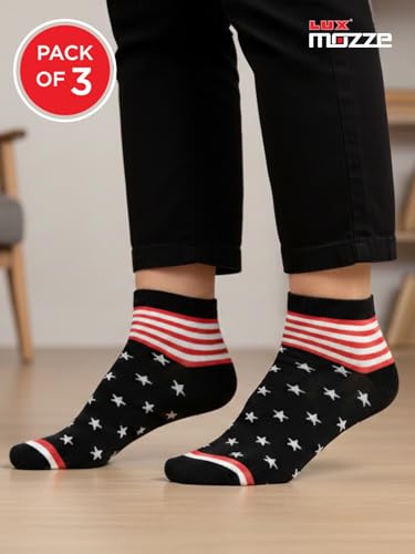 Image of Orbit Ankle Length Socks for Men |Made With Durable & Breathable Cotton | Ideal for Gym, Running, Office | 3 Pair -Multicolor