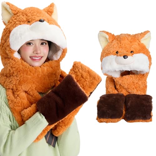 Écharpe à capuche pour femme style renard : un ensemble hiver doux pour affronter le grand froid