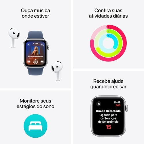 Apple Watch SE GPS • Caixa estelar de alumínio – 40 mm • Pulseira esportiva estelar – P/M