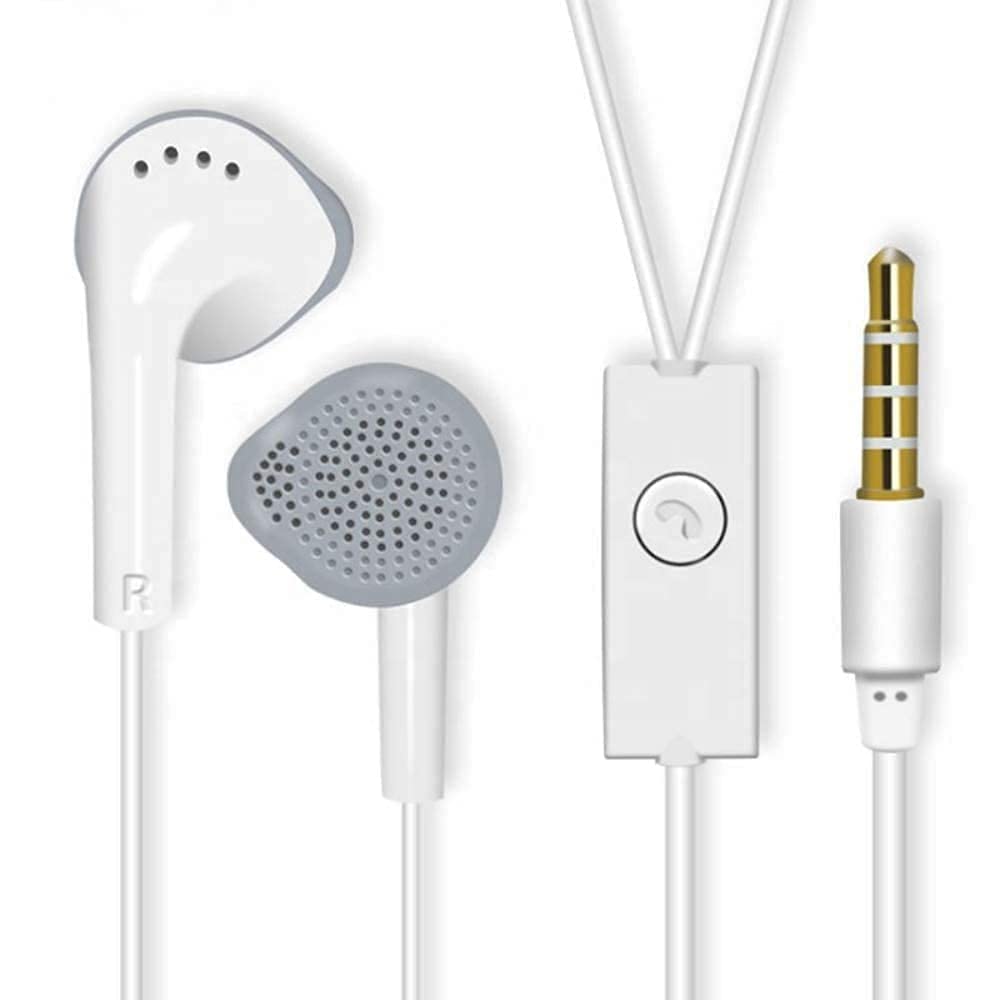 Les Bon Amis Wired 3.5MM Jack Earphones Compatible for All Samsung Smartphones and 3.5M Jack Supported Mobile Phone with Mic | Pure Bass Sound | One Button Multi-Function | Comfort fit | White
