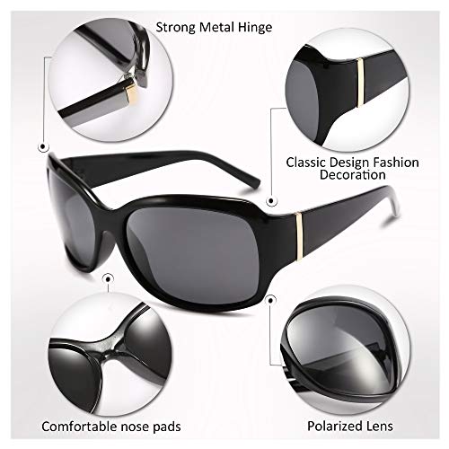 FEISEDY Polarized Oversized Sunglasses for Women Men, Classic Rectangle Wrap Around Large Frame UV400 Protection B25044