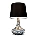 Simple Designs LT3039-BLK 14.17” Contemporary Mosaic Tiled Glass Genie Standard Table Lamp with Matching Fabric Shade for Home Décor, Bedroom, Living Room, Foyer, Office, Black/Silver