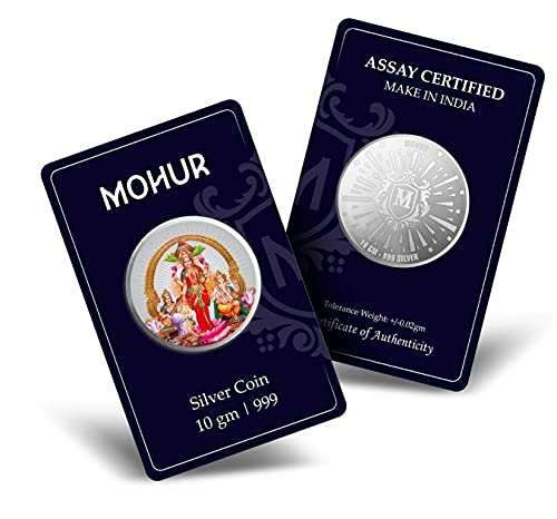 MOHUR Trimurti Laxmi Ganesh Saraswati 10 Gm Silver Coin Coloured (999) Pure Silver - Image 4
