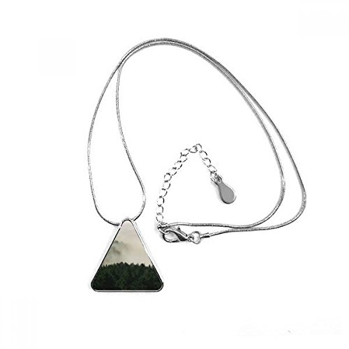 Cadeau collier triangle mountain fog forest avec chaîne pour elle