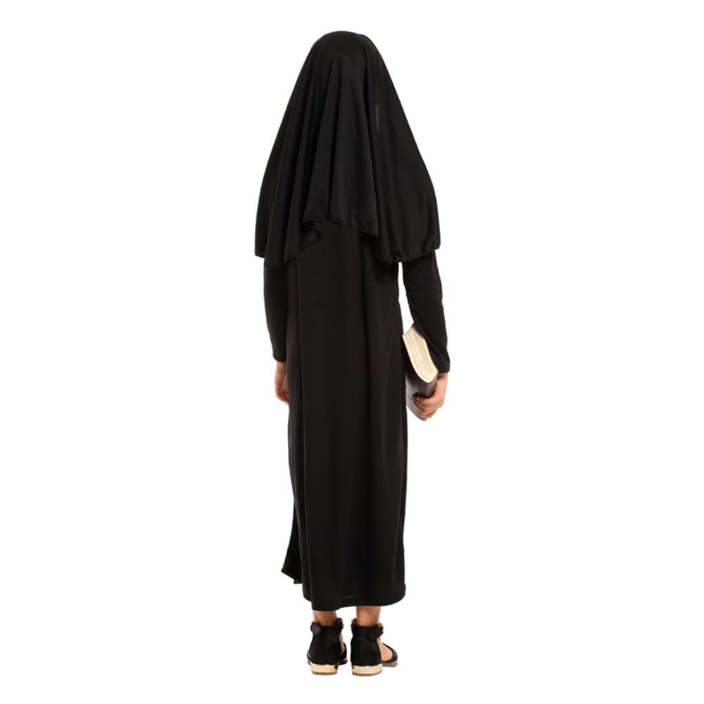 Lito Angels Kids Girls Nun Costume Fancy Dress Up Outfit Black Robe with Headpiece and Collar Age 8-9 Years - Image 2