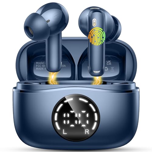 Auriculares Inalámbricos Bluetooth, Auriculares Bluetooth 5.4 HiFi Estéreo, 48H Cascos Inalambricos Bluetooth con ENC Reducción de Ruido, Pantalla LED, Carga Rápida USB C, IPX7 Impermeable Audifonos