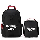 Reebok Girls and Boys Backpack - 2-in-1 Coordinated School Backpack for Girls and Boys with Detachable Lunch Box for Kids, Size One Size, Black