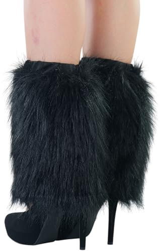 Image of ToBeInStyle Women's Faux Vibrant Fur Retro Daring 60' Inspired Ravewear Knee High Leg Warmers